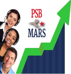 PSB*MARS team standing next to a graph showing increased revenue