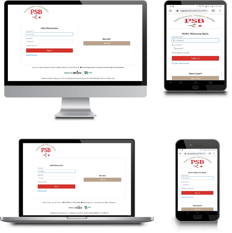 A screenshot of the PSB*MARS patient portal